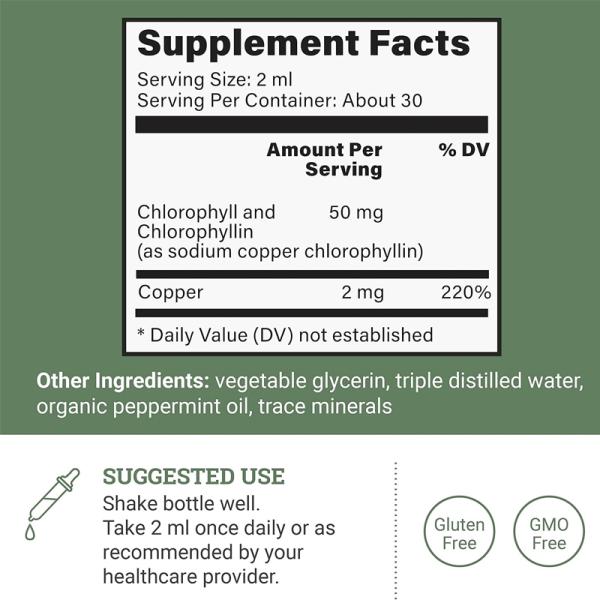 Close-up of green chlorophyll liquid drops