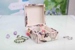 L13*W13*H7CM Modern Wood Furniture Fabric Covered Jewelry Box For Wedding Party