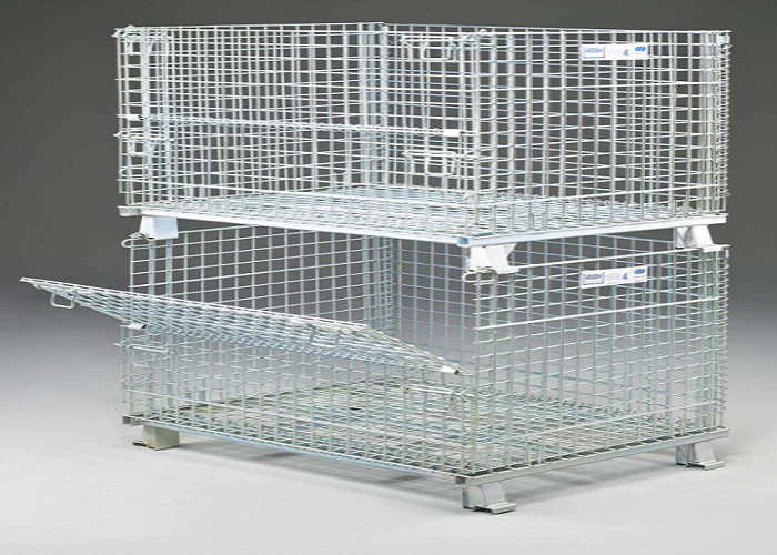 Collapsible Welded Warehouse 2.5mm Wire Mesh Storage Cage Durable Bold Metal Bar