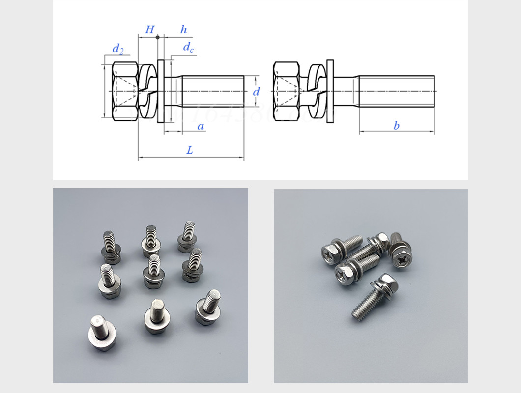 High Strength Phillips Hex Head Screw With Lock And Plain Washer