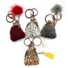 Buy cheap Dark Red Polyester Engraved Logo Coin Bag Keychain With Pom Pom Decoration from wholesalers