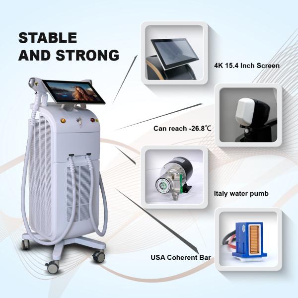 808 Diode Laser Hair Removal Machine Professional Stationary Style With Compressor Cooling