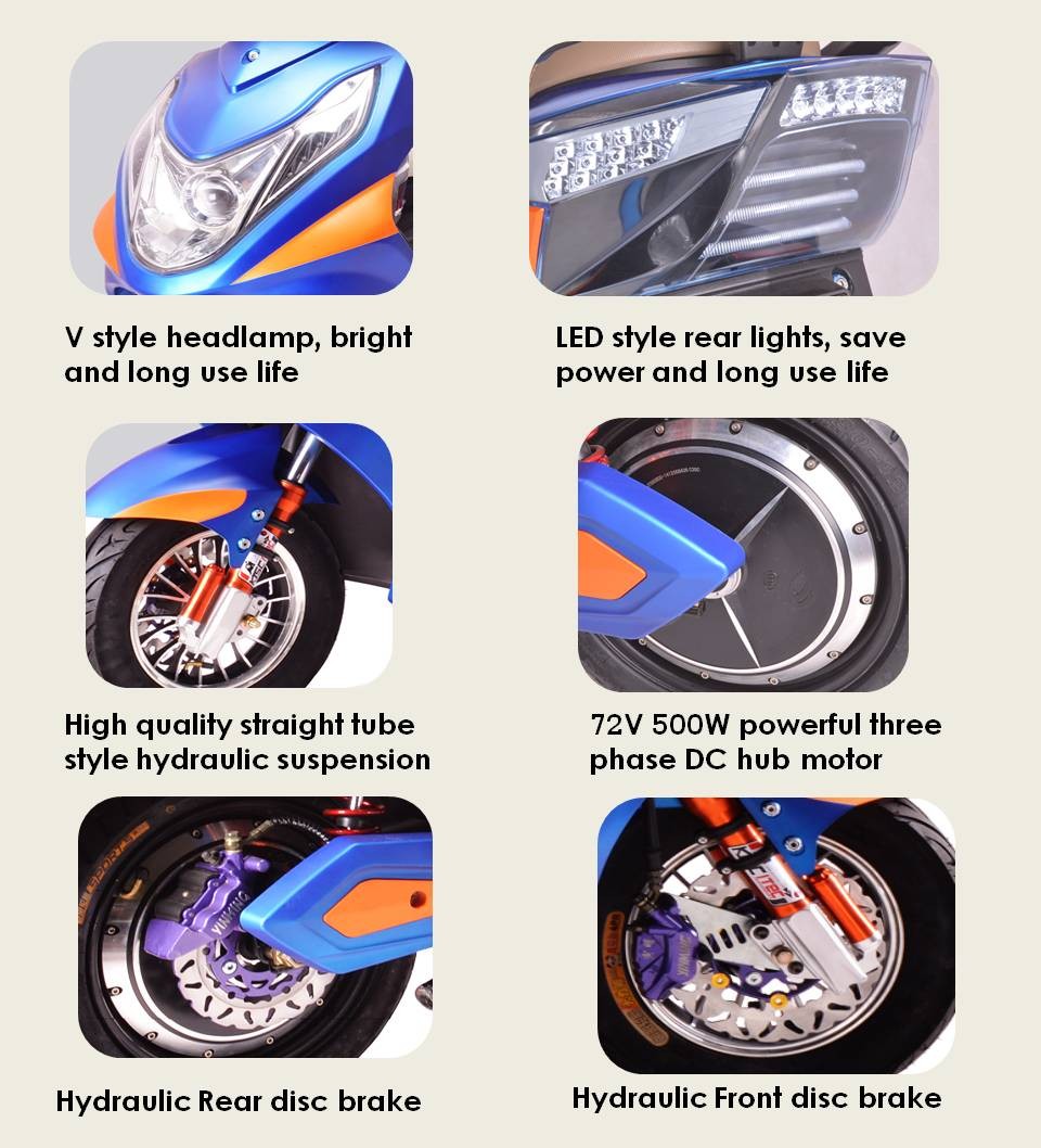 Powerful Two Wheeler Pedal Assisted Electric Scooter 72V 500W 20Ah Battery Canadian standard