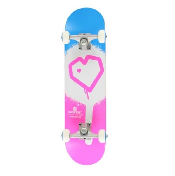 Blueprint Skateboards Spray Heart Pink / Blue Mini Complete Skateboard - 7.25" x