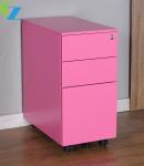 Office Equipment Pink Steel Mobile Pedestal 3 Drawer Cabinet Documents Storage