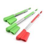 Stainless Steel Salad Cooking Bbq Spatula Silicone Clips 2 In 1