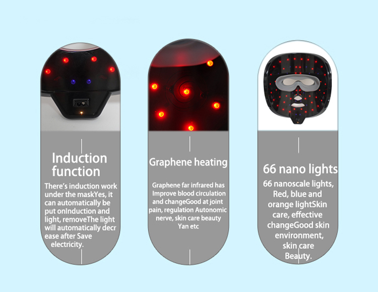 Face Mask 3 Colors LED Light Therapy Machine Skin Rejuvenation Acne Removal