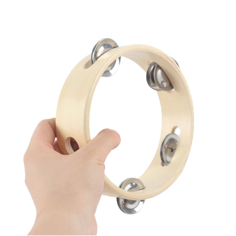 BeBe 15cm Wooden Musical Toys Handbell Wooden Tambourine Baby