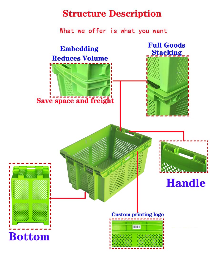 Warehouse Storage Heavy Duty Turnover Apple Crate for Eco-Friendly Delivery and Storage