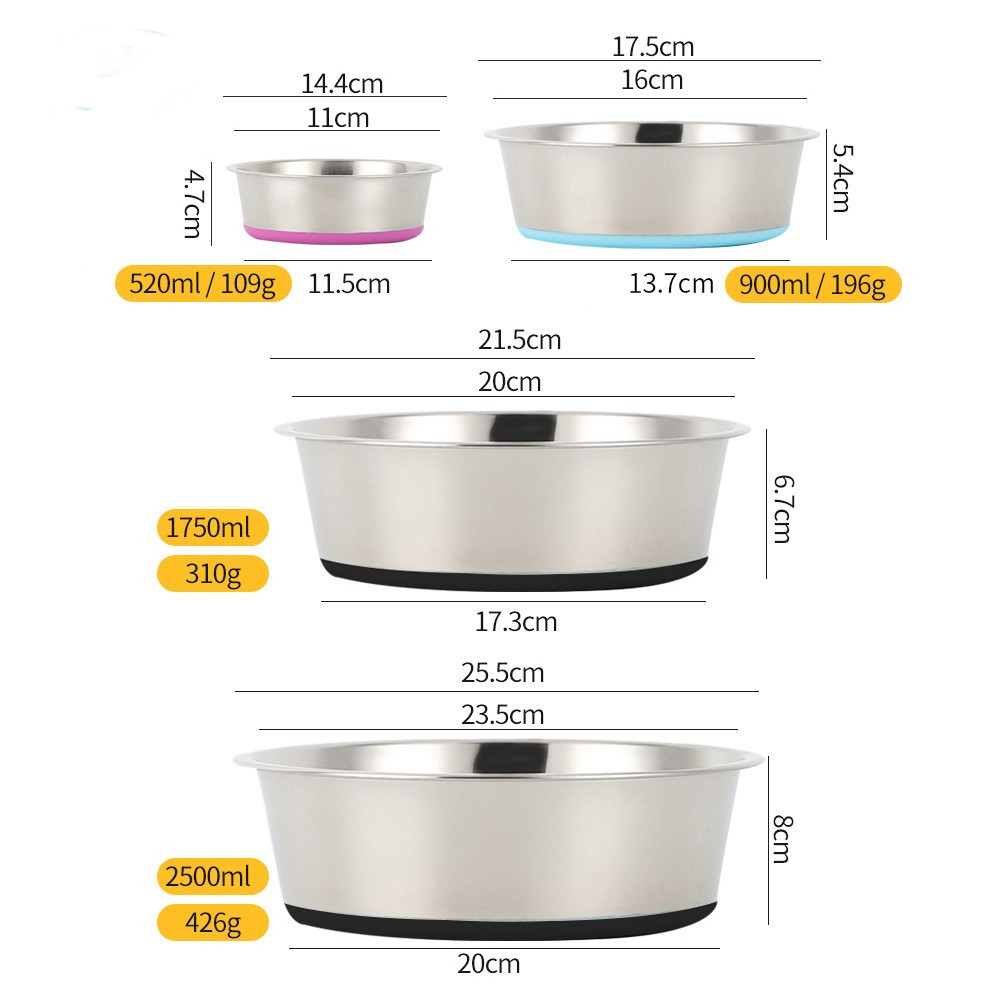 Stainless Steel Pet Bowl Anti-Slip Pet Food Basin Silicone Cat Bowl Dog Bowl Feeder Drinker Cat Supplies