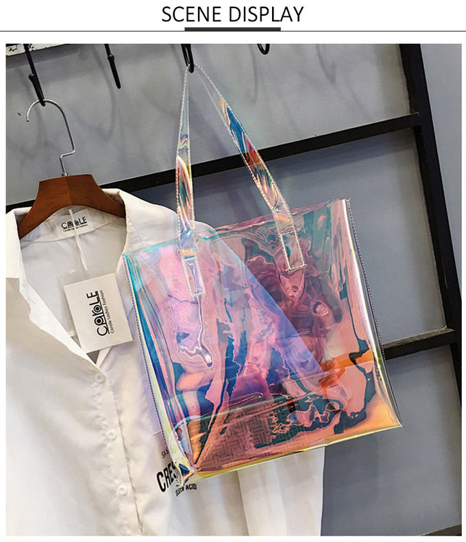 L33*D8*H33 Cm Shopping Travel Hologram PVC Clear Bag
