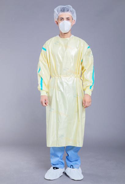 Buy cheap 50GSM Reusable Yellow Stripe General Medical Isolation Gown from wholesalers