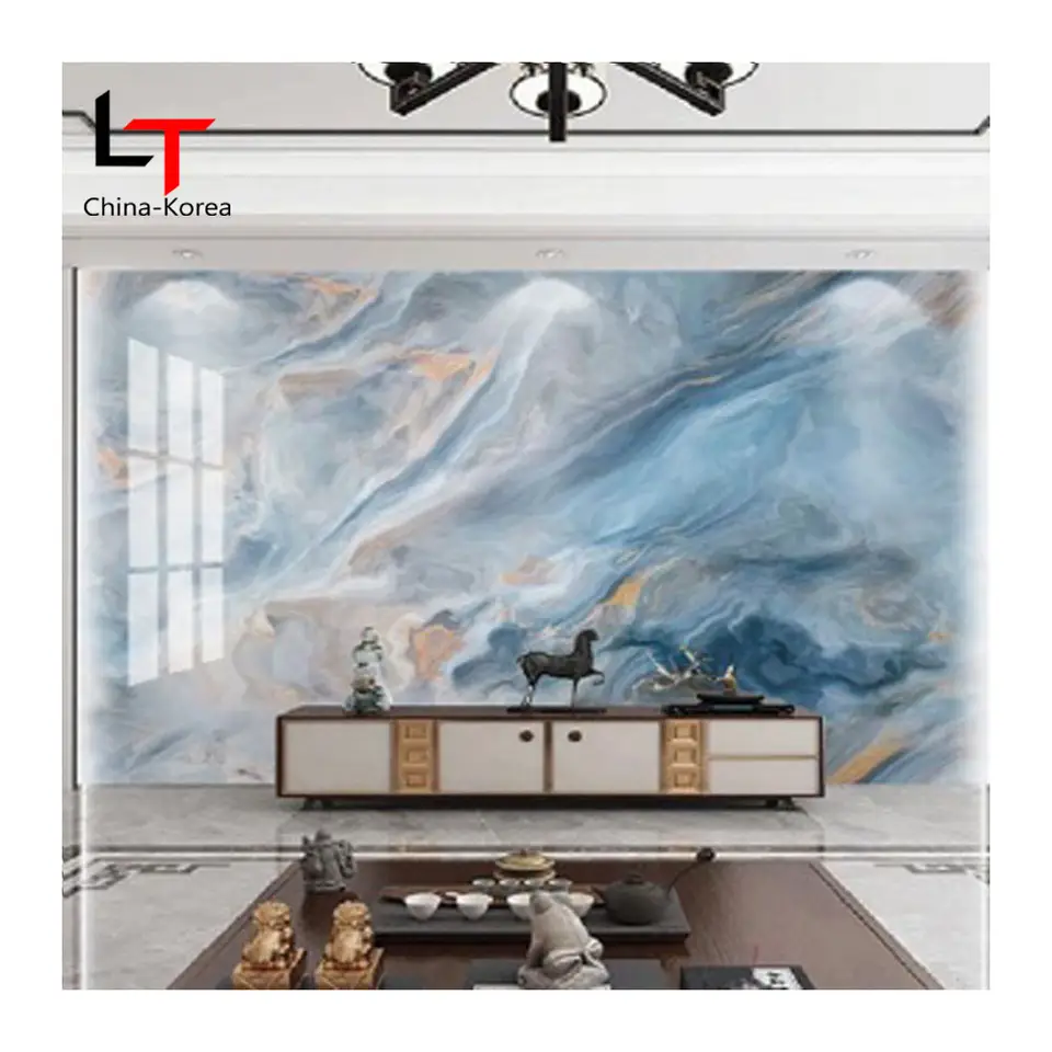 Custom Black 3D Printing PVC Marble UV Sheet for Modern Art Panels Wall Decor Interior