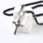 Retro hip-hop stainless steel cross skull pendant, trendy boyfriend necklace