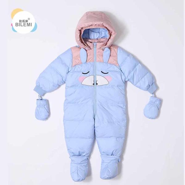Buy cheap Bilemi 90% Newborn Romper Outdoor Long Sleeve Hooded Sky blue Caramel Pink Snow Personalised Girl Baby Winter Jumpsuit from wholesalers