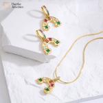 18k Gold Plated Rainbow Jewelry Set Colorful Diamond Gemstone Pendant