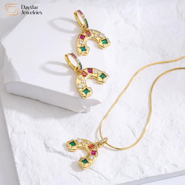Buy cheap DIY Rainbow Diamond Necklace Earrings Jewelry Set Oval Crystal 18k Brass Gold Plated Jewellery from wholesalers
