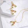 Buy cheap DIY Rainbow Diamond Necklace Earrings Jewelry Set Oval Crystal 18k Brass Gold Plated Jewellery from wholesalers