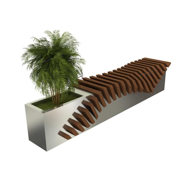 Buy cheap EN840 Certificate 140cm Stainless Steel Wooden Planter Bench Seat from wholesalers