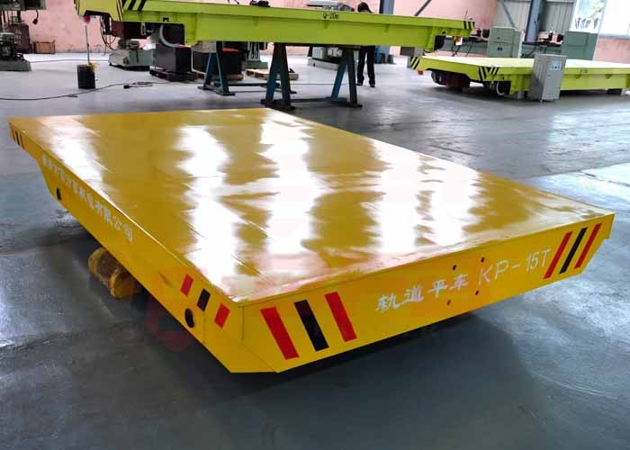 Cross Bay Mounted Motorized Industrial Carts Hydraulic With Large Platform / Rail Gauge