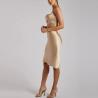 Buy cheap Luxury MIDI Satine Milk Silk Dress Yellow Knitted For Women from wholesalers