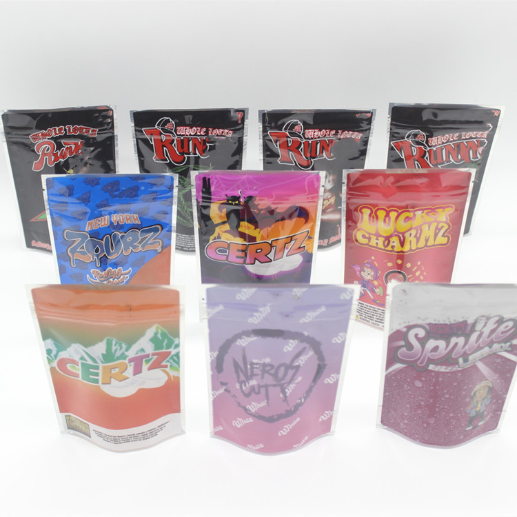 Custom Frosted Mylar Stand Up Pouch Zipper For Candy Dried Flower Gummy