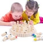 5.5cm Wooden Montessori Baby Toys Memory Matchstick Chess Game