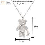 Diamond Zircon Dainty Bear Pendant Necklace 18k Gold Plated Jewelry For Women