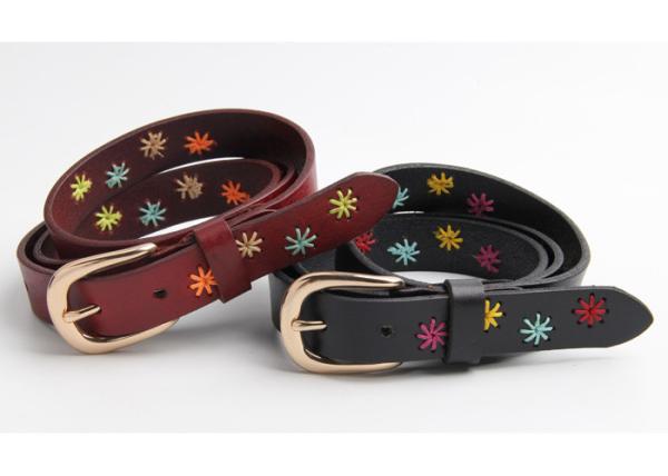 Buy cheap Womens Fashional Ladies Slim Leather Belts With Colorful Stitching from wholesalers