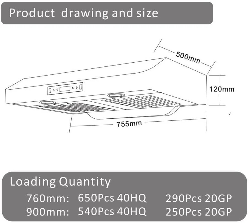 Cooking Stainless Steel Wall Mounted Slim Profile Range Hood Black