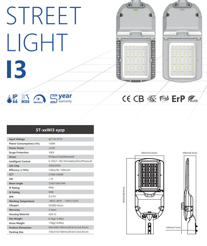 50W-300W LED Solar Street Lights Outdoor Waterproof IP66 Super Bright