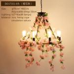 Large leaves chandelier green light fixture in foyer shopping mall bohemian
