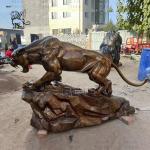 Bronze Leopard Statue Brass Life Size Panther Sculpture Customized Outdoor
