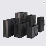 ODM Matte Lamination Paper Bag Packaging Custom Logo Black Shopping Bag