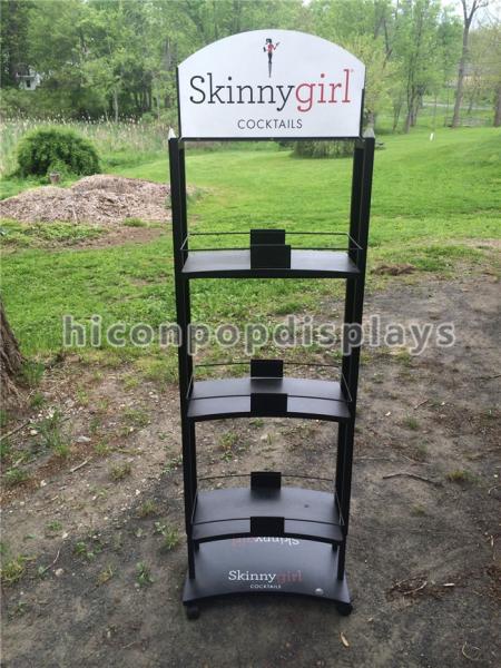 Buy cheap 3 Layer Wine Display Stand Free Standing Custom Metal Liquor Display Shelves from wholesalers