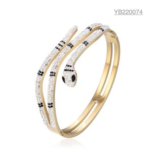 Buy cheap Medusa Snake All Diamond Bracelet Personalized Stainless Steel Gold Bangle product
