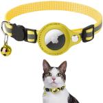 Solid Pattern Pet Collar Reflective Anti Loss Airtag Cat Collar PU Polyester