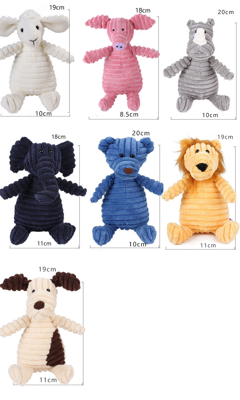 Pet Toy for Indoor Play Corduroy Dog Toys Animal Shape Plush Squeaky Chew Bite Resistant Supplies