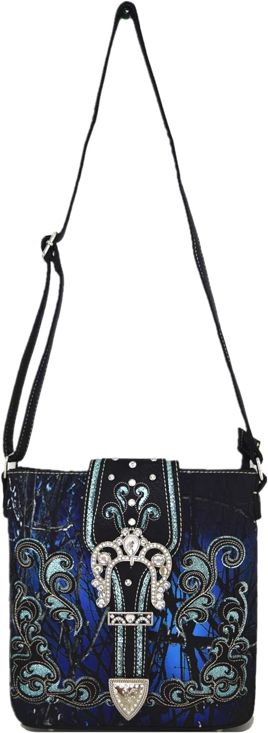 Camouflage Rhinestone Cross Pistol Buckle Western Crossbody Handbags Cowgirl Country Studded Purse Women Single Shoulder