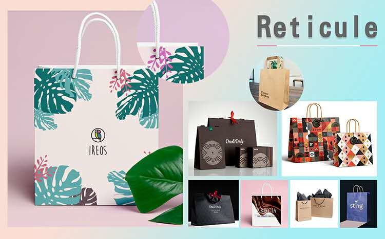 Portable Kraft Paper Bags With Rope Handles Glossy Lamination