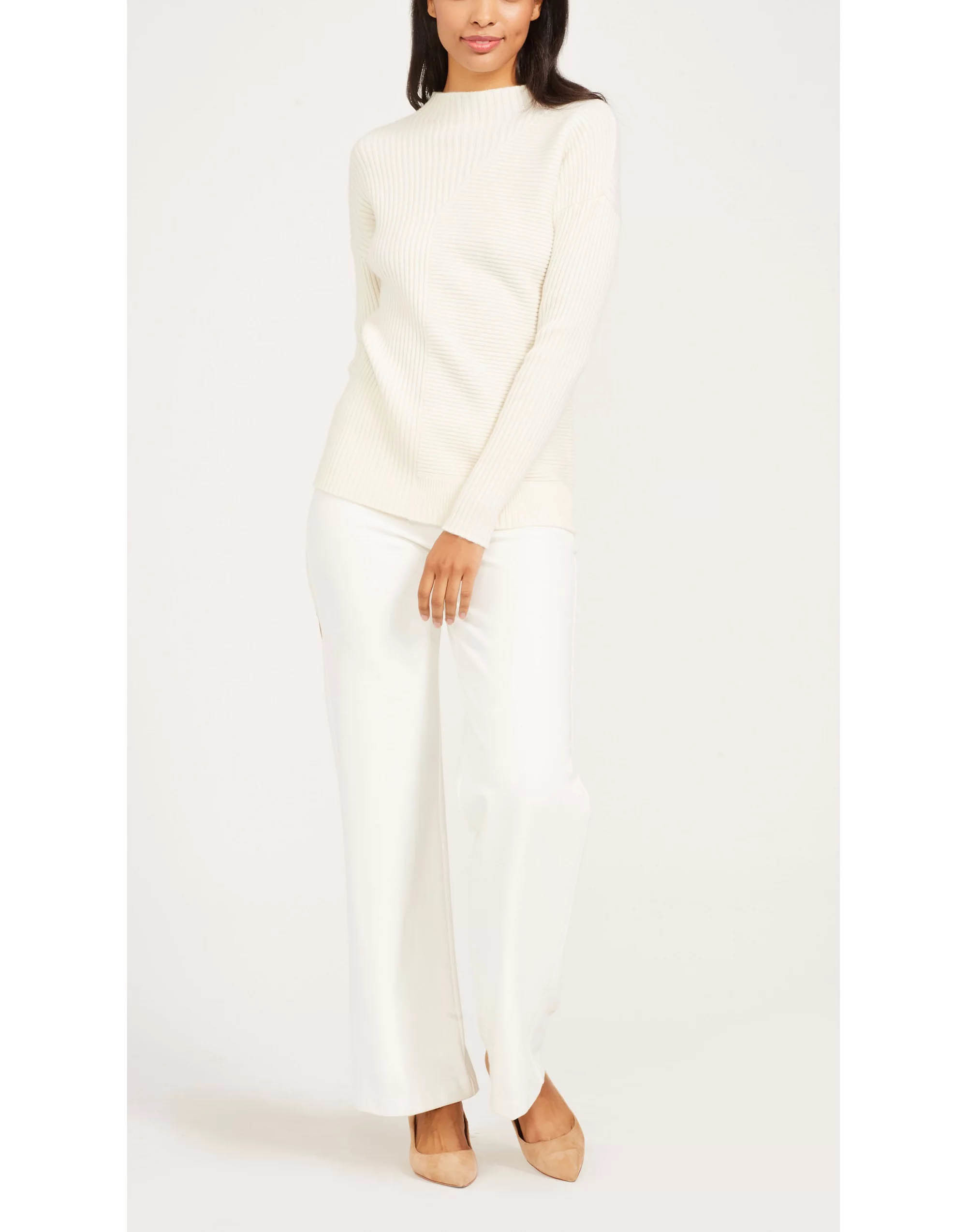 WOMEN'S 70% wool/30% cashmere KNITTED RIB SWEATER