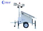 OKAF Construction Site Surveillance Light Tower 4G 5G Mobile CCTV Trailer Solar