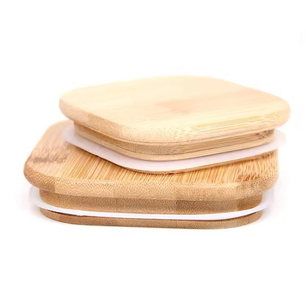 Factory Custom Logo Solid Wood Bottle Wooden Round Square Mug Cup Lid Bamboo