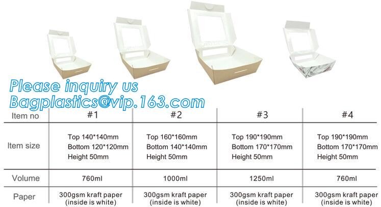 Cheap Cardboard foldable kraft paper lunch box with window,Lunch noodle fast food kraft paper box by customized logo pri