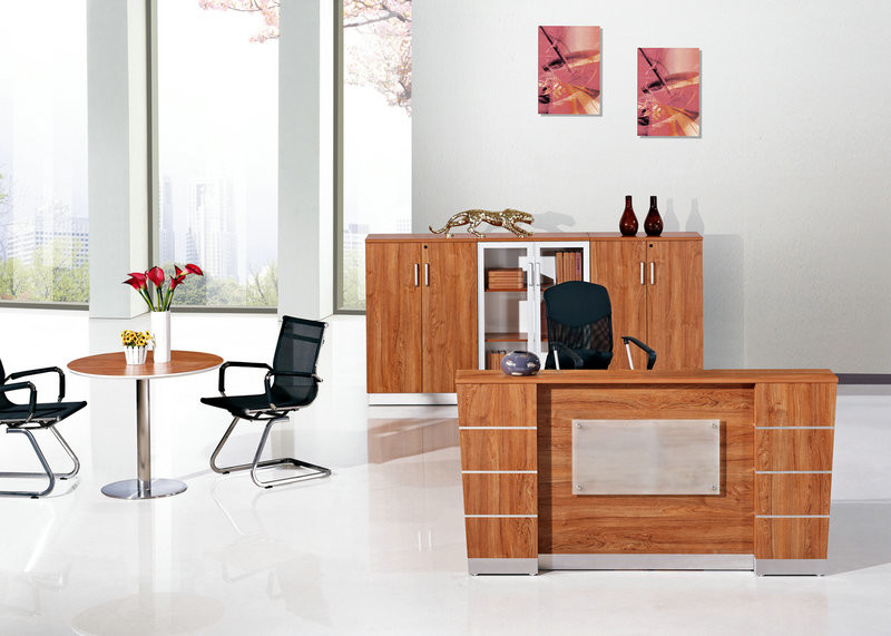 Fantastic Appearance Office Counter Desk Golden Teak Color 2200W*800D*750H MM Size