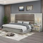Complete Modern Leather Wooden King Size Bed 5 Pieces Sets Double Master Room