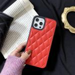 PU Leather Designer Cell Phone Cases Stitched Grill Pattern Camera Protection