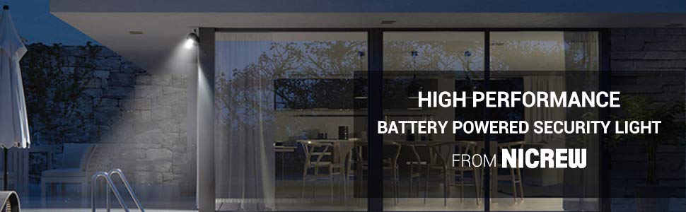 600-Lumen Outdoor LED Security Light, Battery Powered Wireless Motion Sensor Light