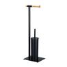 Buy cheap 21*18*67cm Durable Type Bathroom Stand Steel Bamboo Toilet Paper Holder and Brush Set for Household Bathroom Househol from wholesalers