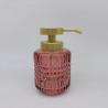Buy cheap Chili And Brown Glass Bathroom Accessories Round Shape With Diamond Checker Glass Soap Dispenser Soap Dispenser Tray Bathroom Countertop Accessories from wholesalers